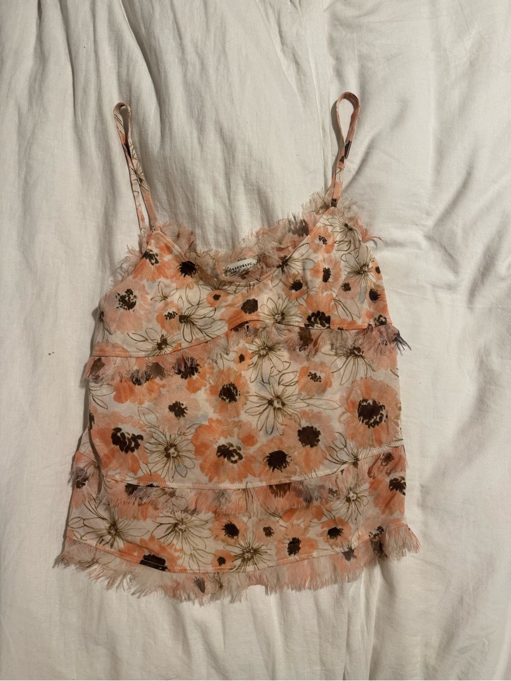 Banana Republic 100% Silk Floral Lace-Trim Camisole